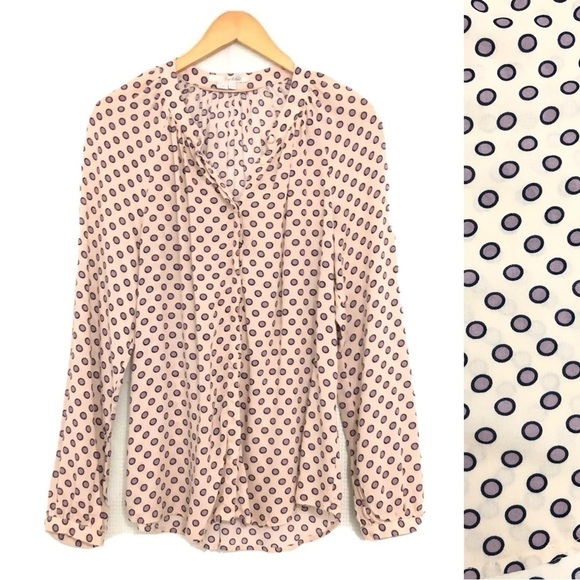 Boden Ivory & Purple Polka Dot Button Front Shirt Top Women's UK 8R US 4R - Picture 1 of 11